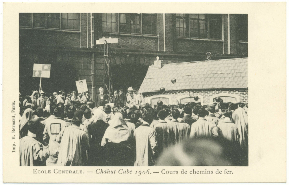 École Centrale - Chahut Cube 1906 - Cours de chemin de fer.