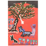 Peintures libres d'enfants - Techniques Freinet - 11 - Paysage rouge.