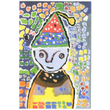 Peintures libres d'enfants - Techniques Freinet - 18 - Le clown.
