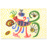 Peintures libres d'enfants - Techniques Freinet - 15 - Le coq.