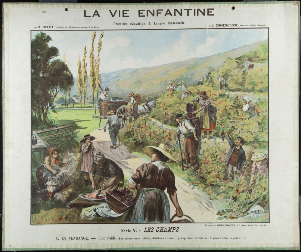 Tableau mural. La vie enfantine. Série 5, Les champs. 4, En vendange.