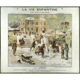 Tableau mural. La vie enfantine. Série 1, I L'école. 3, Avant la classe.