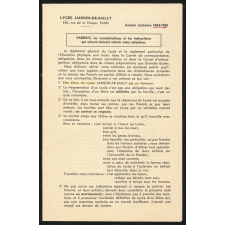 Lycée Janson-de-Sailly - Année scolaire 1964-1965. Parents, les considérations et les instructions qui suivent doivent retenir votre attention.