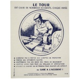 Buvard publicitaire. Le tour est cause de nombreux accidents, chaque année. 