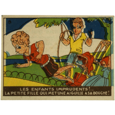 Les Enfants imprudents!… La petite fille qui met une aiguille à sa bouche!