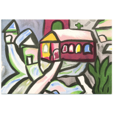 Peintures libres d'enfants - Techniques Freinet - 8 - L'église.