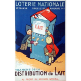 Loterie nationale - 33e tranche - Tirage le 25 novembre 1943 - Tranche de la distribution de lait au profit du secours national.
