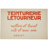 Buvard publicitaire. Teinturerie Letourneur.