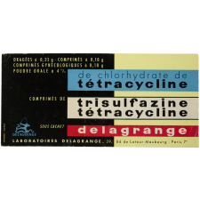 Buvard publicitaire. Chlorhydrate de tétracycline et Tisulfazine tétracycline Delagrange.