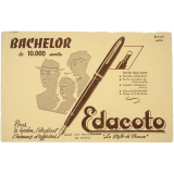 Buvard publicitaire. Edacoto. Le stylo de France. Bachelor.