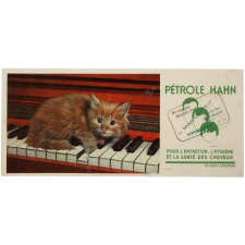 Buvard publicitaire. Pétrole Hahn. Chaton. 