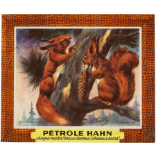 Buvard publicitaire. Pétrole Hahn. Écureils