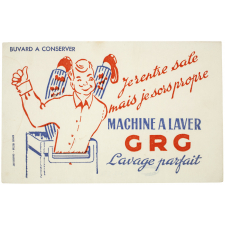 Buvard publicitaire. Machine à laver GRG. Lavage parfait.