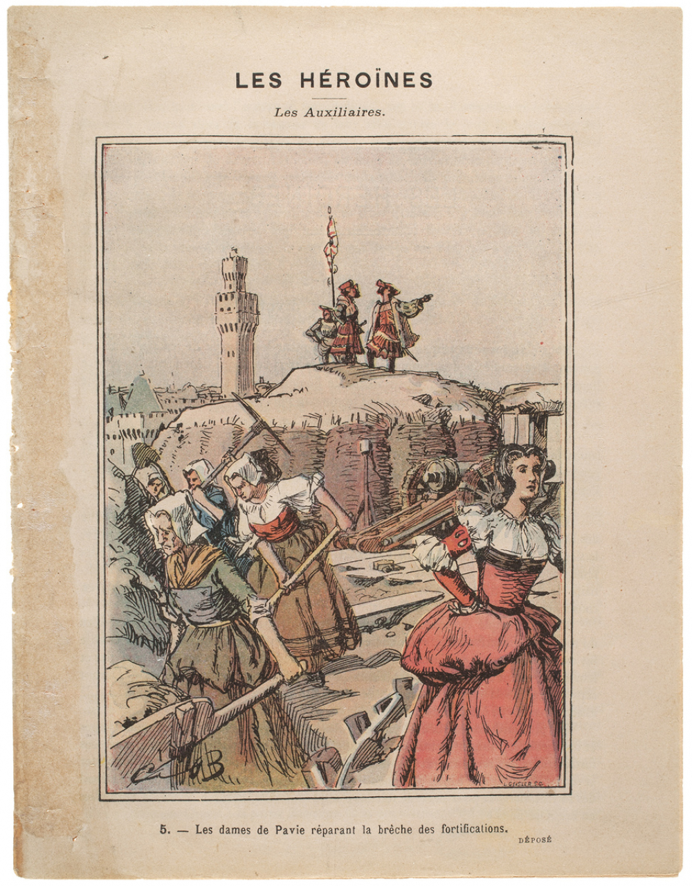 Les dames de Pavie réparant la brèche des fortifications - Les héroïnes / Les Auxiliaires N°5.