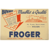 Buvard publicitaire. Meubles de qualité. Froger à Rouen.