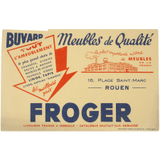 Buvard publicitaire. Meubles de qualité. Froger à Rouen.