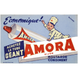 Buvard publicitaire. Économique ! Achetez le tube géant Amora.