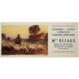 Buvard publicitaire. Berger et ses moutons. Bonneterie Mme Decaux, Neufchatel-en-Bray.