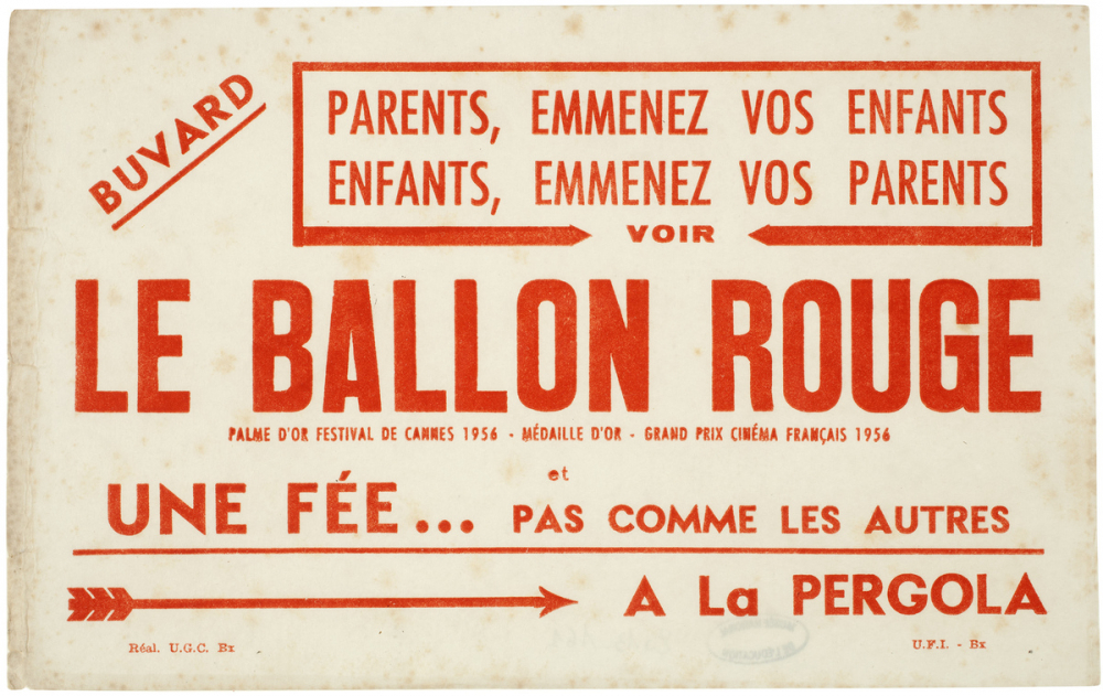 Buvard publicitaire. Le ballon rouge. Une fée ... pas comme les autres.