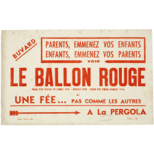 Buvard publicitaire. Le ballon rouge. Une fée ... pas comme les autres.
