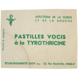 Buvard publicitaire. Pastilles Vocis à la Tyrothricine.