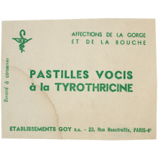 Buvard publicitaire. Pastilles Vocis à la Tyrothricine.