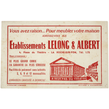 Buvard publicitaire. Établissements Lelong & Albert. La Roche-sur-Yon.