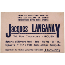 Buvard publicitaire. Jacques Langannay. Rouen.