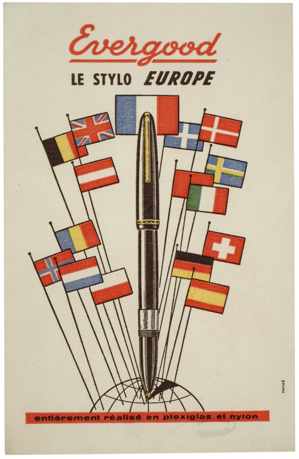 Buvard publicitaire. Evergood, le Stylo Europe.