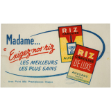 Buvard publicitaire. Riz Caroline. Madame exigez nos riz, les meilleurs, les plus sains.