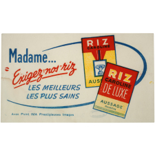 Buvard publicitaire. Riz Caroline. Madame exigez nos riz, les meilleurs, les plus sains.