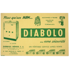 Buvard publicitaire. Diabolo : Machines à traire, salles de traite, écrémeuses.