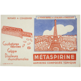 Buvard publicitaire. Métaspirine. La Tour Eiffel et le Palais de Chaillot.