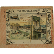 Pont-viaduc reliant Brooklyn à New-York - Les moyens de locomotion de l'homme. Les chemins de fer N°6.