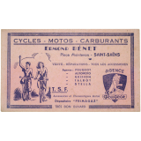 Buvard publicitaire. Cycles - Motos - Carburants Edmond Bénet. Saint-Saëns. Agence Peugeot.