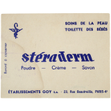 Buvard publicitaire. Stéraderm. Poudre - crème - savon.