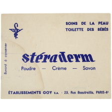 Buvard publicitaire. Stéraderm. Poudre - crème - savon.