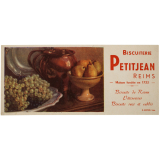Buvard publicitaire. Nature morte. Biscuiterie Petit Jean, Reims.