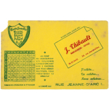 Buvard publicitaire. J. Thibaut Maroquinerie-voyage à Rouen. Table de multiplication de Pythagore.