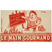 Buvard publicitaire. Les Bonbons Le Nain Gourmand.