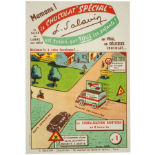 Buvard publicitaire. La signalisation routière en 8 buvards N°1. Chocolat Spécial L. Salavin. 