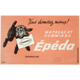 Buvard publicitaire. Vous dormirez mieux ! Matelas et sommiers Épéda. Chien.