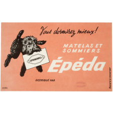 Buvard publicitaire. Vous dormirez mieux ! Matelas et sommiers Épéda. Chien.