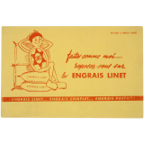 Buvard publicitaire. Engrais Linet ... Engrais complet ... Engrais parfait !.