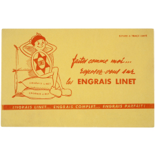 Buvard publicitaire. Engrais Linet ... Engrais complet ... Engrais parfait !.