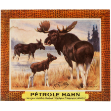 Buvard publicitaire. Pétrole Hahn. Élans.