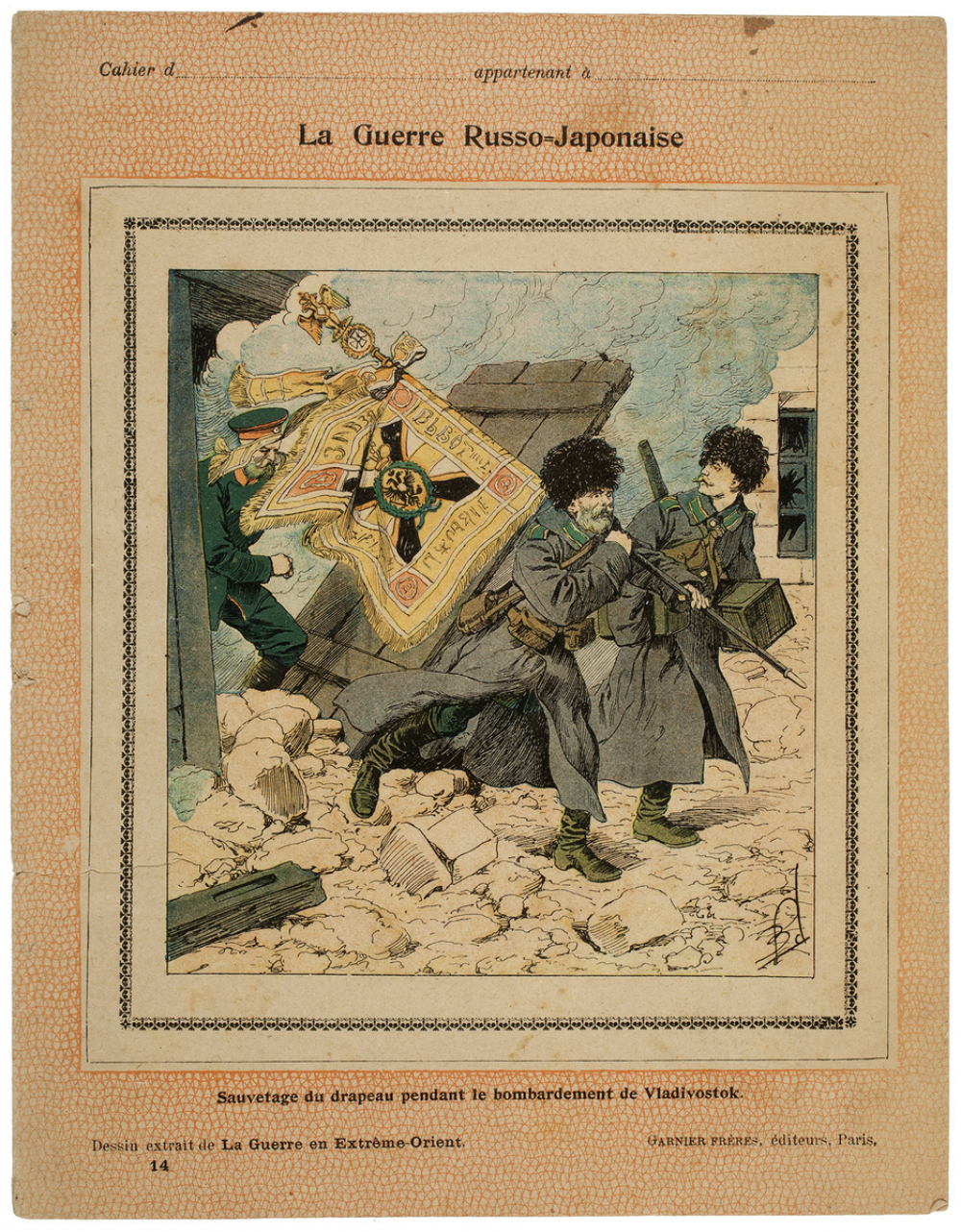 Sauvetage du drapeau pendant le bombardement de Vladivostok  - La guerre russo-japonaise n°14.