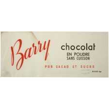 Buvard publicitaire. Barry. Chocolat en poudre sans cuisson. Pur cacao et sucre.