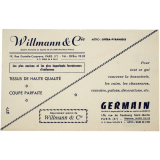 Buvard publicitaire. Willmann et Cie / Germain. 