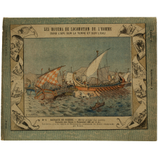 Victoire des Grecs à Salamine  (480 av. J.-C.) - Les moyens de locomotion de l'homme. Bateaux de guerre N°1. 
